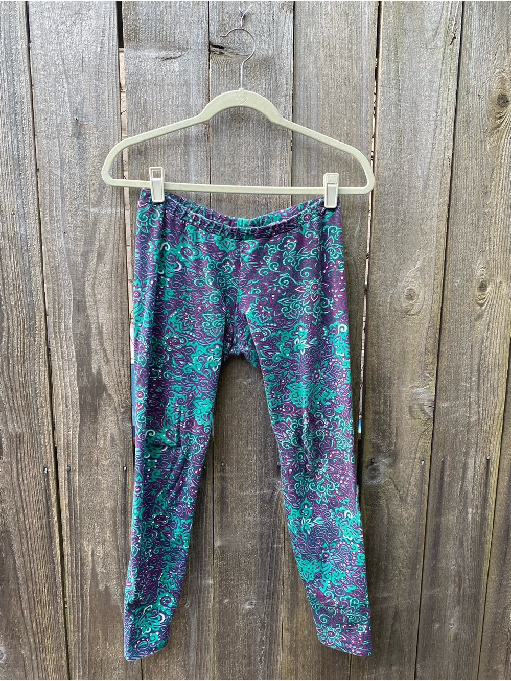 Patterned Purple & Teal Leggings Om Gaia Tree